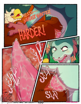 Something Different, page 133
art by sefeiren
Keywords: comic;dinosaur;theropod;raptor;gryphon;thistle;male;female;fereal;M/F;penis;missionary;vaginal_penetration;closeup;internal;spooge;frisky-ferals;sefeiren