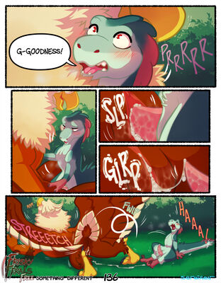 Something Different, page 136
art by sefeiren
Keywords: comic;dinosaur;theropod;raptor;gryphon;thistle;male;female;feral;M/F;penis;missionary;vaginal_penetration;closeup;spooge;frisky-ferals;sefeiren