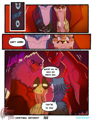 Something Different, page 161
art by sefeiren
Keywords: comic;dinosaur;theropod;raptor;dragon;gryphon;furry;thistle;kindle;male;female;feral;solo;non-adult;frisky-ferals;sefeiren