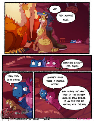Something Different, page 162
art by sefeiren
Keywords: comic;dinosaur;theropod;raptor;dragon;gryphon;furry;thistle;kindle;male;female;feral;solo;non-adult;frisky-ferals;sefeiren