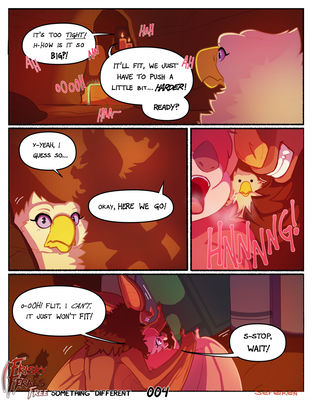Something Different, page 4
art by sefeiren
Keywords: comic;gryphon;furry;bat;thistle;male;female;feral;suggestive;humor;non-adult;frisky_ferals;sefeiren