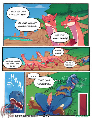 Something Different, page 47
art by sefeiren
Keywords: comic;dinosaur;theropod;raptor;dragoness;lily;lilith;male;female;feral;solo;penis;spooge;humor;frisky-ferals;sefeiren