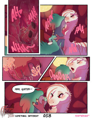 Something Different, page 58
art by sefeiren
Keywords: comic;dinosaur;theropod;raptor;male;female;feral;M/F;fingering;masturbation;vaginal_penetration;internal;spooge;frisky-ferals;sefeiren