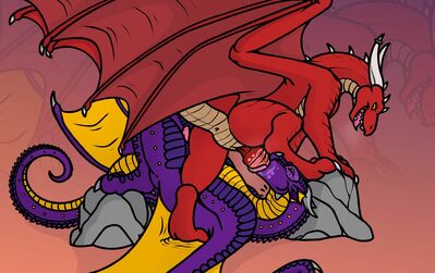 Rainwing Blowjob (Wings_of_Fire)
art by seferen
Keywords: wings_of_fire;rainwing;dragon;male;feral;M/M;penis;oral;spooge;seferen