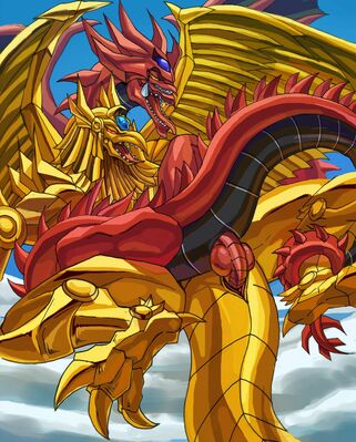 Slifer and Ra (Yu-gi-oh)
art by sellon
Keywords: anime;yu-gi-oh;slifer_the_sky_dragon;the_winged_dragon_of_ra;dragon;male;feral;M/M;penis;cowgirl;anal;sellon