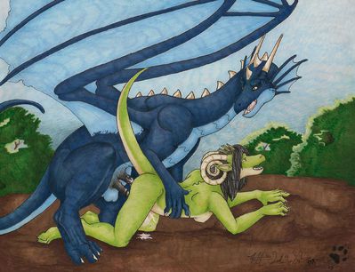 Skant and Ssasha
art by selunca
Keywords: dragon;dragoness;male;female;feral;anthro;breasts;M/F;penis;hemipenis;from_behind;spooge;selunca