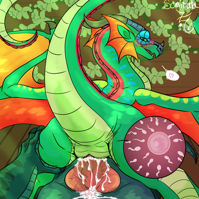 Stuffing in the Rainforest (Wings_of_Fire)
art by semiruta
Keywords: wings_of_fire;rainwing;glory;dragon;dragoness;male;female;feral;M/F;penis;reverse_cowgirl;vaginal_penetration;internal;closeup;spooge;semiruta