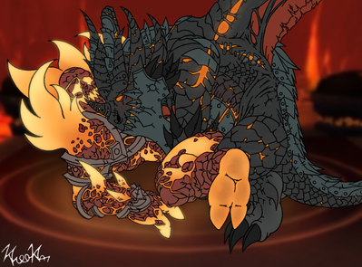 Sex on Fire
art by kiro-kat
Keywords: videogame;world_of_warcraft;dragon;deathwing;ragnaros;male;anthro;M/M;from_behind;kiro-kat