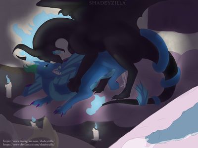 Dragons Mating
art by shadeyzilla
Keywords: dragon;dragoness;male;female;feral;M/F;from_behind;suggestive;spooge;shadeyzilla