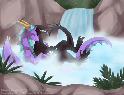 Hot Spring Shenanigans
art by shadoweyenoom
Keywords: dragon;dinosaur;theropod;raptor;male;female;feral;M/F;reverse_cowgirl;suggestive;shadoweyenoom