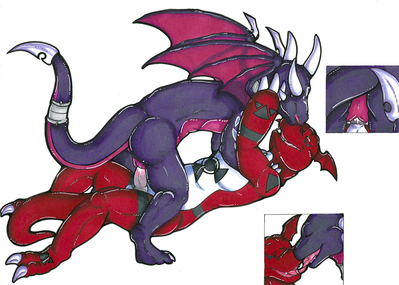 Cynder Riding Guilmon
art by shadowpelt
Keywords: videogame;spyro_the_dragon;anime;digimon;cynder;guilmon;dragon;dragoness;male;female;anthro;M/F;penis;cowgirl;vaginal_penetration;closeup;spooge;savage-cynder