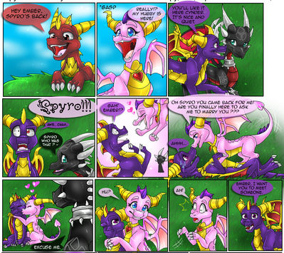 Spyro's Back 1
art by shalonesk
Keywords: comic;spyro_the_dragon;spyro;cynder;flame;ember;dragon;dragoness;male;female;anthro;M/F;humor;non-adult;shalonesk