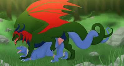 Feral Mating
art by sharkrok and binxxy
Keywords: dragon;dragoness;male;female;feral;M/F;penis;from_behind;vaginal_penetration;sharkrok;binxxy