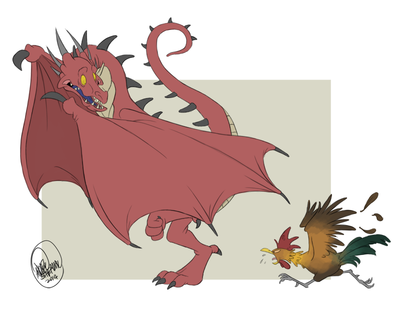 Scared Wyvern
art by sharpdressedreptile
Keywords: dragon;wyvern;avian;bird;chicken;feral;humor;non-adult;sharpdressedreptile