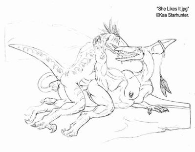 She Likes It
art by kaa
Keywords: dinosaur;theropod;raptor;deinonychus;pterodactyl;male;female;anthro;breasts;M/F;missionary;penis;vaginal_penetration;kaa