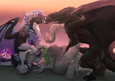 Double Stuffed Fluff
art by shiaz
Keywords: dragon;male;feral;M/M;threeway;spitroast;penis;from_behind;oral;anal;spooge;shiaz