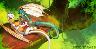 Lautrrec and Glory (Wings_of_Fire)
art by shido-tara
Keywords: wings_of_fire;rainwing;glory;dragoness;female;feral;solo;non-adult;shido-tara