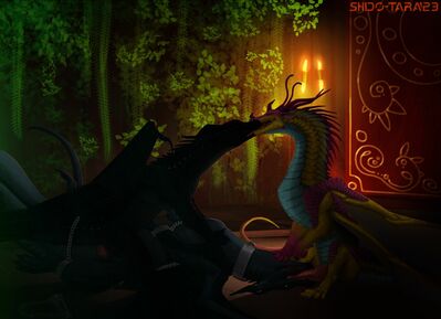 Darkstalker x Clearsight x Beetlewing (Wings_of_Fire)
art by shido-tara
Keywords: wings_of_fire;nightwing;icewing;beetlewing;hybrid;deathbringer;clearsight;dragon;dragoness;male;female;feral;M/F;bondage;threeway;spitroast;penis;cowgirl;oral;vaginal_penetration;shido-tara