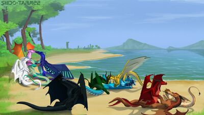 Diplomatic Meeting (Wings_of_Fire)
art by shido-tara
Keywords: wings_of_fire;rainwing;icewing;seawing;nightwing;leafwing;silkwing;mudwing;hivewing;skywing;sandwing;io;jewel;sequoia;snowfall;coral;moorhen;thorn;ruby;deathbringer;dragon;dragoness;lesbian;solo;orgy;vagina;masturbation;beach;shido-tara