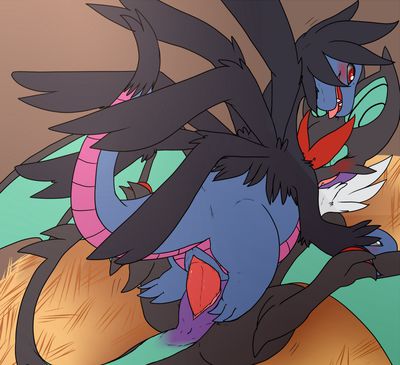 Hydreigon and Noivern Mating
art by shikaro
Keywords: anime;pokemon;dragon;dragness;wyvern;hydreigon;noivern;male;female;anthro;M/F;penis;missionary;vaginal_penetration;shikaro