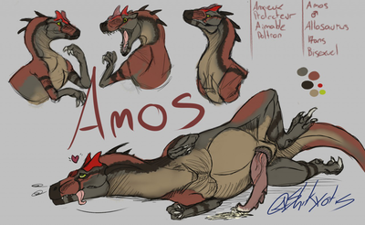 Amos Allosaur
art by shikyotis
Keywords: dinosaur;theropod;allosaurus;male;feral;solo;penis;reference;spooge;shikyotis
