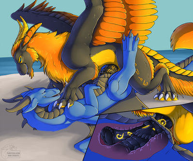 Syrazor and Sandalf
art by shinigamisquirrel
Keywords: dragon;male;feral;M/M;penis;missionary;docking;internal;beach;shinigamisquirrel