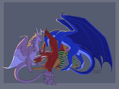 Spitroasted Dragoness
art by shinigamisquirrel
Keywords: dragon;dragoness;male;female;feral;M/F;threeway;spitroast;penis;from_behind;vaginal_penetration;oral;shinigamisquirrel