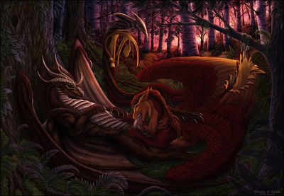 Twilight Embrace
art by sidonie
Keywords: dragon;dragoness;male;female;feral;M/F;penis;oral;sidonie