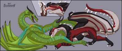 Tribal Negotiations (Wings_of_Fire)
art by silvergrin
Keywords: wings_of_fire;rainwing;skywing;dragon;dragoness;male;female;feral;M/F;penis;oral;closeup;spooge;silvergrin