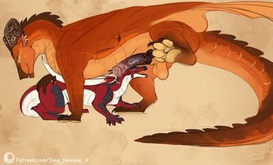 Resting (Wings_of_Fire)
art by sine_nomine_x
Keywords: wings_of_fire;mudwing;skywing;dragon;dragoness;male;female;feral;M/F;penis;suggestive;spooge;sine_nomine_x