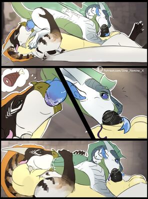 Sinai and Seal 1 (Wings_of_Fire)
art by sine_nomine_x
Keywords: wings_of_fire;sandwing;seawing;icewing;hybrid;dragon;male;feral;M/M;penis;69;oral;closeup;vore;spooge;sine_nomine_x