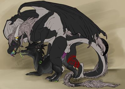 Dragons Mating
art by singingmagpie
Keywords: dragon;dragoness;male;female;feral;M/F;penis;from_behind;vaginal_penetration;spooge;singingmagpie