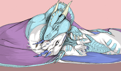 Lovers
art by sixshades
Keywords: dragon;dragoness;male;female;byzil;feral;M/F;romance;non-adult;sixshades