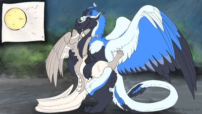 Ladon and Eso Breeding
art by sixshades
Keywords: dragon;dragoness;male;female;feral;M/F;apron;internal;sixshades