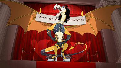 Benedict Rocky Horror
art by skadjer
Keywords: cartoon;animaniacs;benedict;dragon;male;feral;anthro;solo;suggestive;humor;skadjer