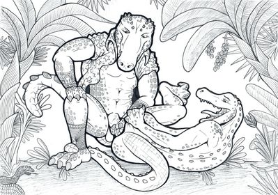 Crocs Having Sex
art by skawinski
Keywords: crocodilian;crocodile;male;anthro;M/M;penis;from_behind;anal;skawinski