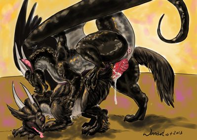 Dragons Having Sex
art by wanderlustdragon
Keywords: dragon;dragoness;male;female;feral;M/F;penis;from_behind;vaginal_penetration;spooge;wanderlustdragon