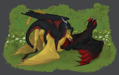 Adventures of a Golden Dragoness 3
art by skoren
Keywords: dragon;dragoness;male;female;feral;M/F;threeway;spitroast;penis;from_behind;vaginal_penetration;oral;spooge;skoren