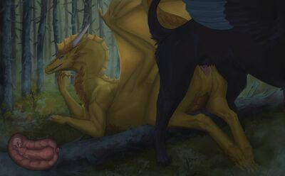 Knotted By A Gryphon 2
art by skoren
Keywords: gryphon;dragoness;male;female;feral;M/F;penis;from_behind;vaginal_penetration;tied;internal;ejaculation;spooge;skoren