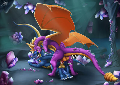 Spyro Humping
art by skyvo
Keywords: videogame;spyro_the_dragon;spyro;dragon;male;feral;M/M;penis;from_behind;anal;spooge;skyvo