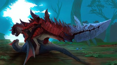 Glavenus and Nargacuga Mating
art by slash0x
Keywords: videogame;monster_hunter;dragon;dragoness;wyvern;glavenus;nargacuga;male;female;feral;M/F;penis;missionary;vaginal_penetration;slash0x