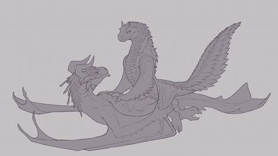 Fishvern and Tobi_Kadachi
art by slash0x
Keywords: videogame;monster_hunter;tobi-kadachi;dragon;dragoness;wyvern;male;female;feral;M/F;cowgirl;suggestive;slash0x