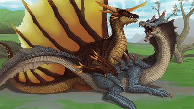 Rukodiora and Lagiacrus Having Sex
art by slash0x
Keywords: videogame;monster_hunter;dragon;dragoness;rukodiora;lagiacrus;male;female;feral;M/F;penis;from_behind;cloacal_penetration;slash0x