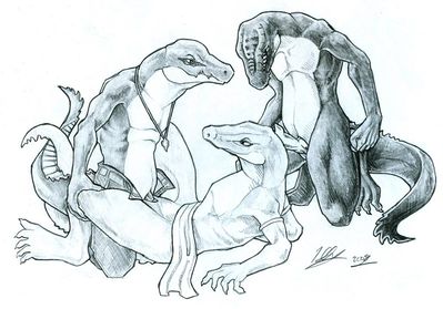 Gators Making Love
art by slash0x
Keywords: crocodilian;alligator;male;female;anthro;M/F;threeway;penis;missionary;vaginal_penetration;slash0x