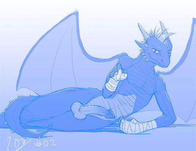 Bored
art by slash0x
Keywords: dragon;anthro;male;solo;penis;slash0x