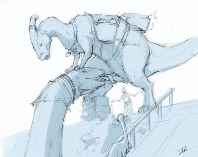 Dinotopia
art by slate
Keywords: dinotopia;dinosaur;sauropod;hadrosaur;parasaurolophus;male;female;feral;M/F;penis;oral;slate