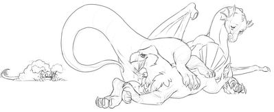 Slitherette and Thistle
art by sefeiren
Keywords: dragon;gryphon;thistle;feral;female;lesbian;oral;69;spooge;sefeiren