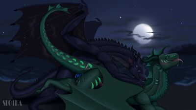 Darkstalker and Fathom 2 (Wings_of_Fire)
art by slo1ka
Keywords: wings_of_fire;nightwing;seawing;fathom;darkstalker;dragon;male;feral;M/M;penis;from_behind;anal;spooge;slo1ka