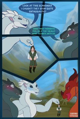 Caught Scavenger (Wings_of_Fire)
art by slo1ka
Keywords: comic;wings_of_fire;icewing;nightwing;skywing;winter;moonwatcher;dragon;dragoness;human;man;male;female;feral;suggestive;humor;slo1ka