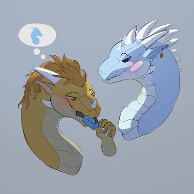 Qibli Comic 1 (Wings_of_Fire)
art by slo1ka
Keywords: wings_of_fire;icewing;sandwing;qibli;winter;dragon;male;feral;M/M;suggestive;humor;slo1ka